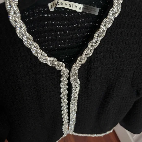 NWT Alice + Olivia Akira Embellished Trim Cardigan M